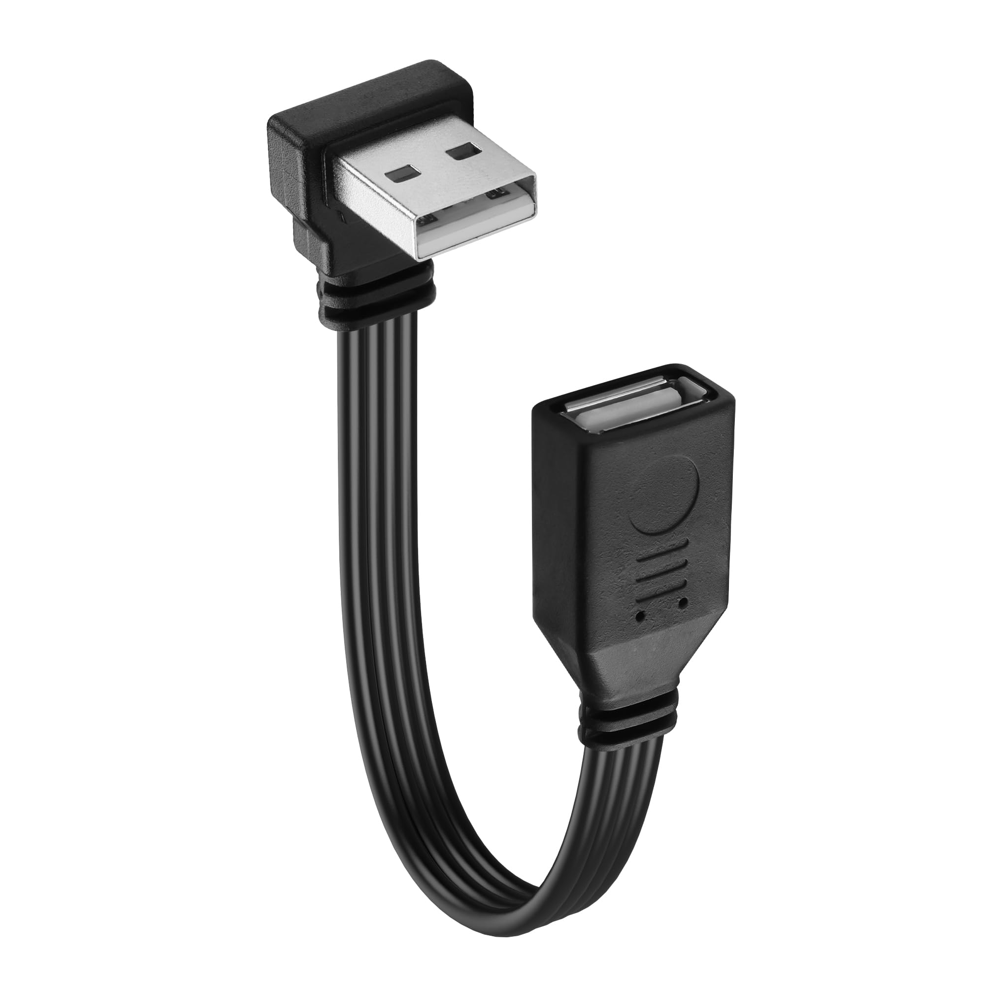 90度 USB 2.0ケーブル USB Aオス-メス フラットショートケーブル 充電/転送対応 左角USB 2.0延長ケーブル ノートパソコン、テレビ、キーボード、プリンター、USBフラッシュドライブ用 12インチ/30cm (左)