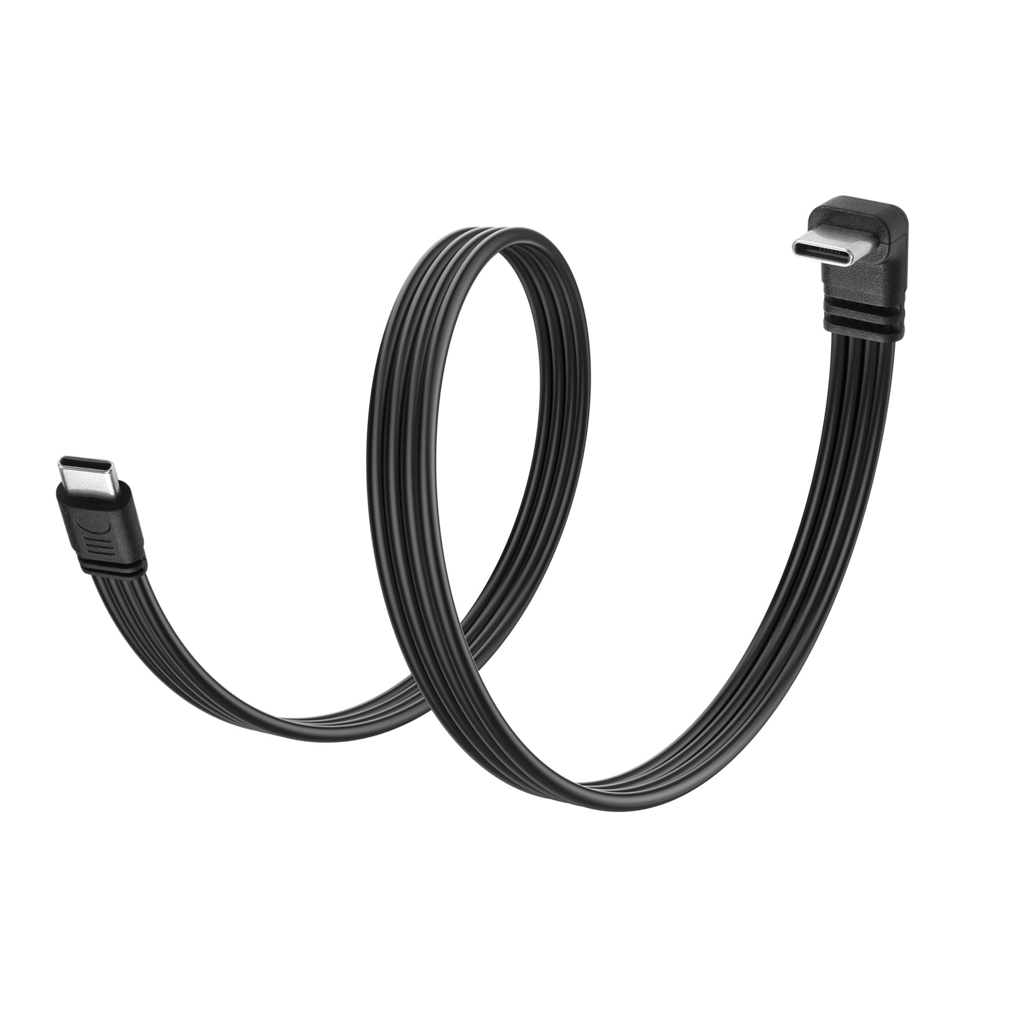 USB Cケーブル、90度直角USB CからUSB Cデータ転送ケーブルCフラットUSB C充電ケーブル タブレット、ラップトップ、USB-Cデバイス用 11インチ/30cm (下向き)
