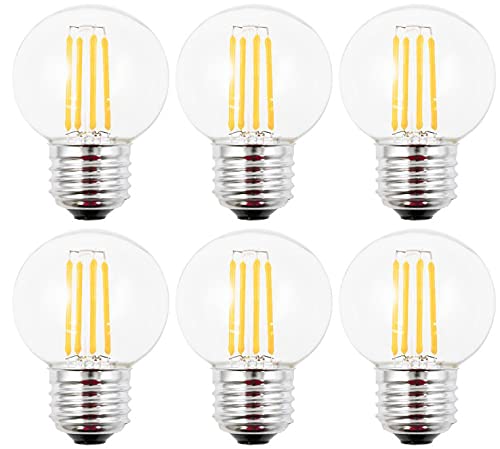 6個入 LED 繊維白熱電球 G50/G16.5 4W 400LM E26口金 2700K暖色ウォーム白いこと 100-130V AC 40W高温発光照明ランプのお入り代わり 40W高温発光照明ランプ好いかげんに (4W E26 6個入) インテリア・寝具・収納-ライト・照明器具