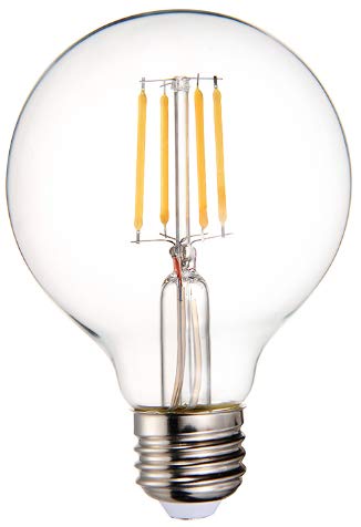 G80 8W LED フィラメント電球 E26口金 2700K暖色ウォームホワイト 110-120V 白熱電球70W形相当 全配光タイプ クラシック レトロ電球 (8W, 透明)