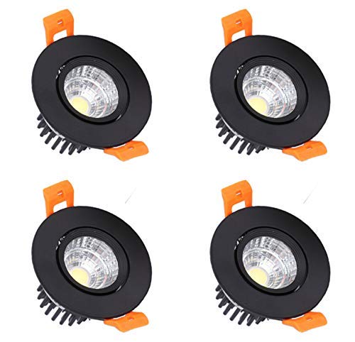 4個入 角度調整可能 10W 3.5インチ LED ダウンライト 埋め込み 超高輝度 850lm(85W水銀灯替わり) 穴径75mm 4000K白色 倉庫 工場 屋内照明 天井照明 (4000K-白色, 黒)