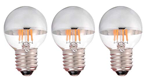 シルバーG45 4W LED フィラメント電球 E26口金 2700K暖色ウォームホワイト 110-120V 白熱電球40W形相当 全配光タイプ (3個入, E26口金)