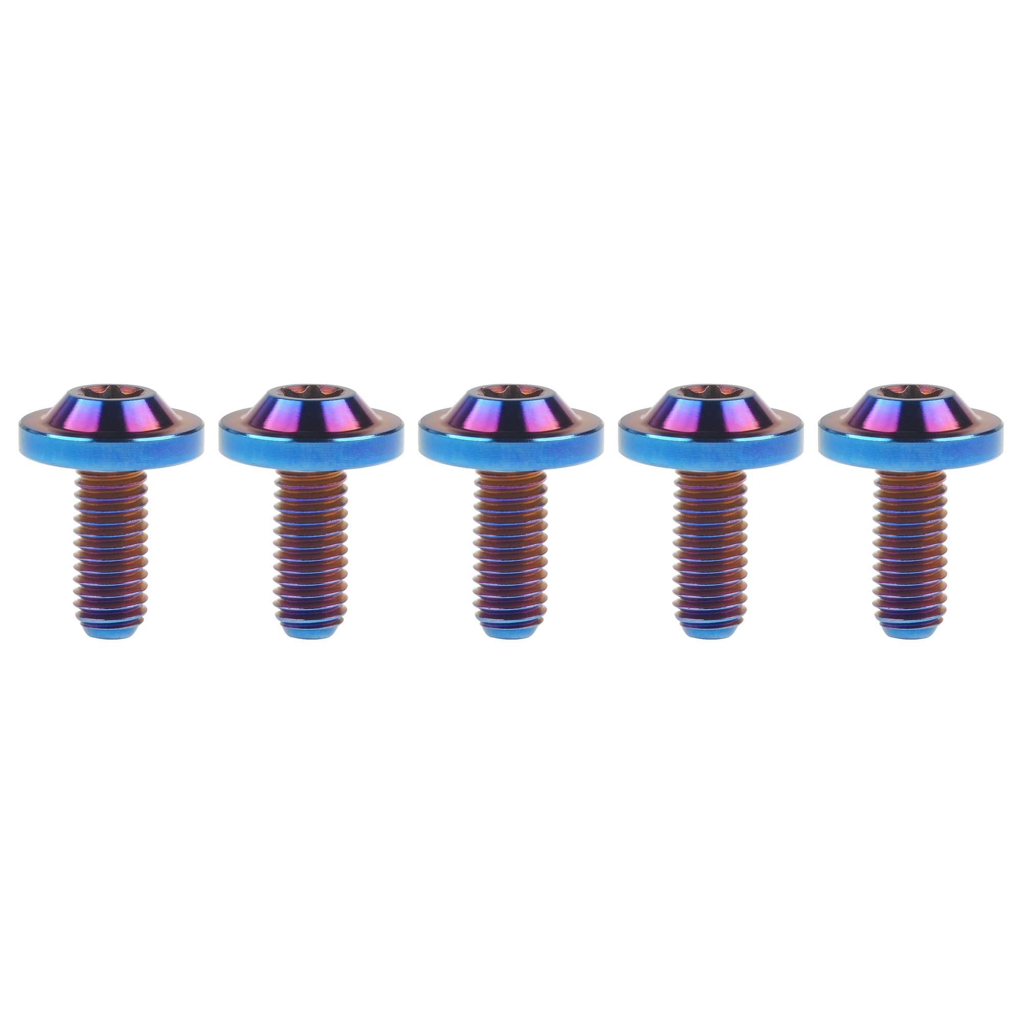 チタンチタン ボルト M5x10 12 15 20 25 30 35mm トルクス T25 ヘッドスクリュー 乗り物改造用ファスナー 5個 (M5x15mm, バーントブルー)