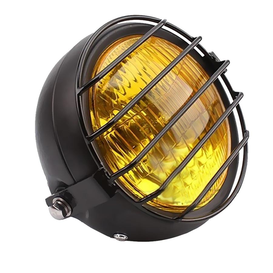 ヘッドランプ 12V GN125 CG125対応 グリルカバー付き オートバイ レトロ 全2色 - 黄|エムーエムショップ