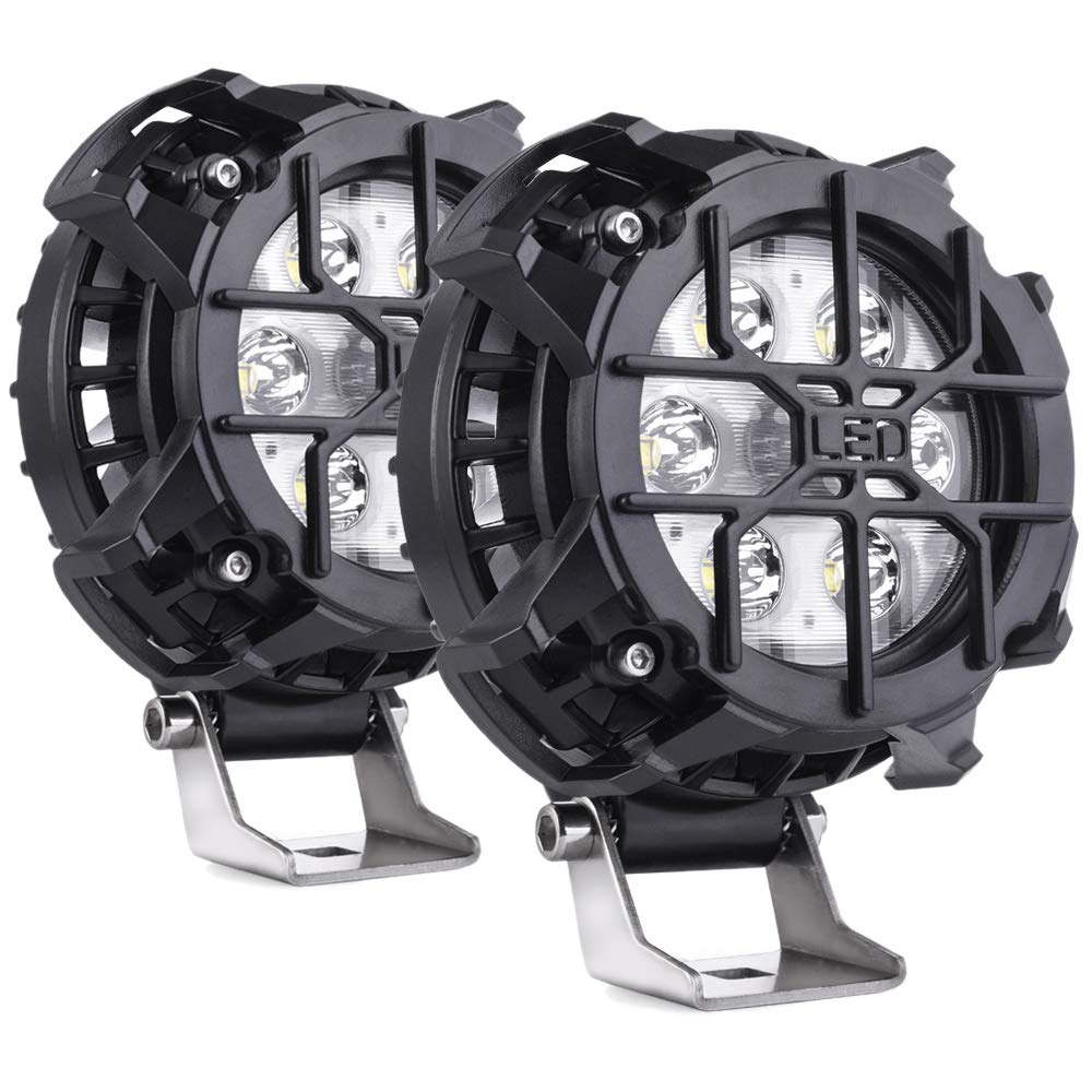 2個 48W LED 斑点模様 丸型 ワークライトバー 斑点模様 オフロード動かすフォグランプ 末たのもしい4000ともし火 貨物自動車、四輪車、ATV、SUV、ATV、ジープ、小船用