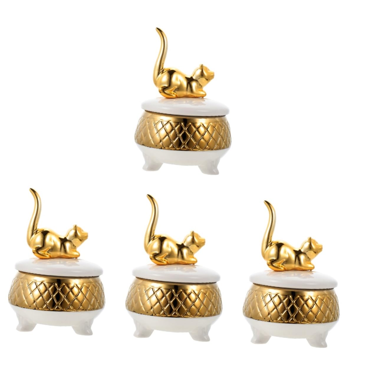 4個入り口・入口 ボックス席 猫の珠玉箱 輪っか宝飾品 かざり付ける台のかざり付ける 腕輪 首飾り 入れもの ヴィンテージジュエリー 干支像 首飾り入れもの 宝飾品保持者 セラ