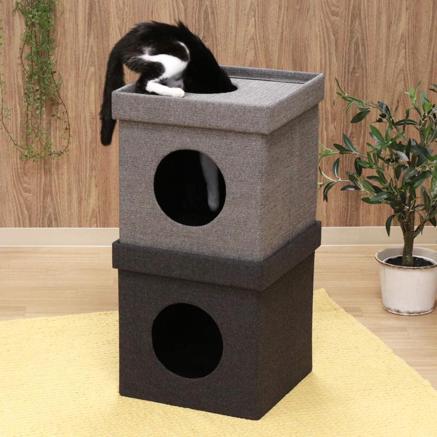 愛玩動物住みか 正六面体 2段 幅37.5×奥ぶかさ37.5×高さ74糎 （ 犬 猫 愛玩動物 バイ色つや 犬用 猫用 折りたたみ パウダーコンパクト 住みか 大屋根付き添い人 ）