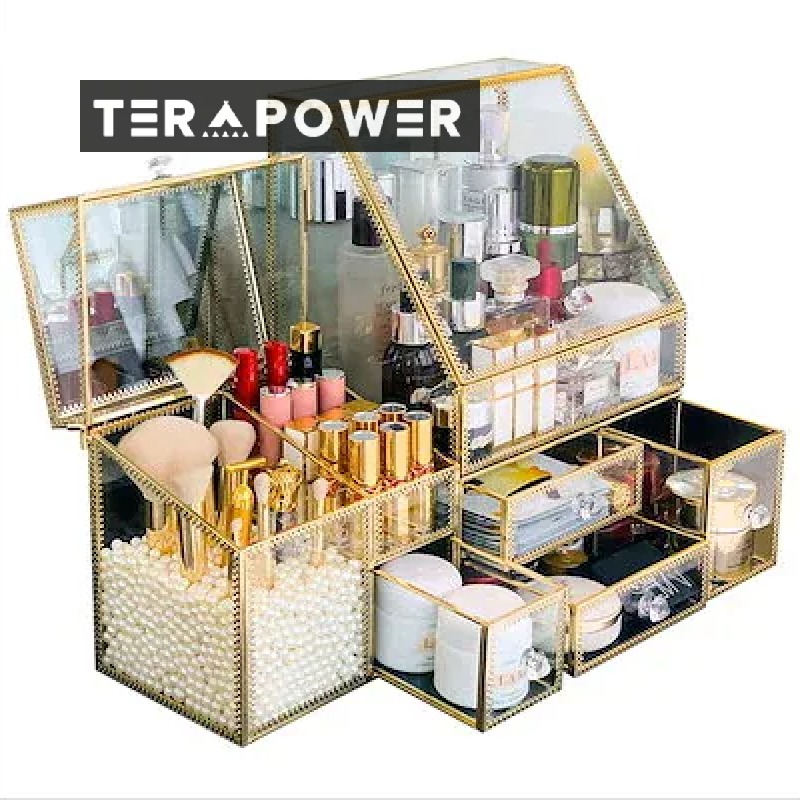 insガラススキンケア化粧品収納ケース防塵口紅アクセサリーパックデスクトップ大容量ラック