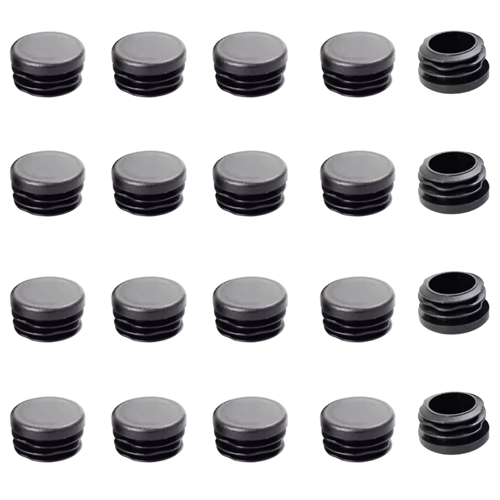 ラウンドプラスチックエンドキャップ 20個 40mm ブラック インナープラグ ラウンドプラスチックプラグ 挿入エンドキャップ テーブル デスク 椅子 ベッド用
