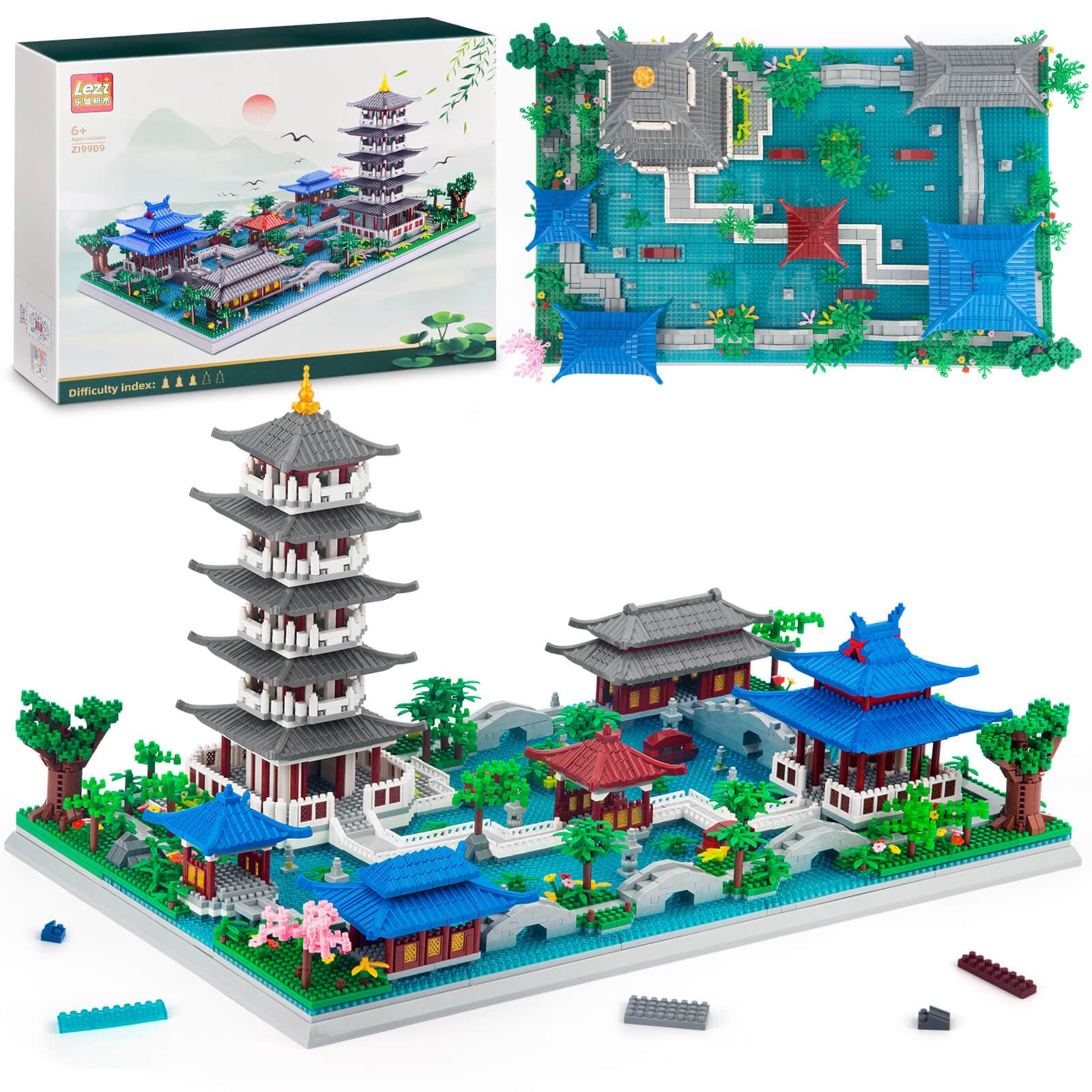 中国建築 マイクロビルディングブロックセット 杭州西湖 創造的な組み立てセット おもちゃ 14歳以上 クラシックで有名なコレクションモデル ディスプレイ用 (3630個)|エムーエムショップ