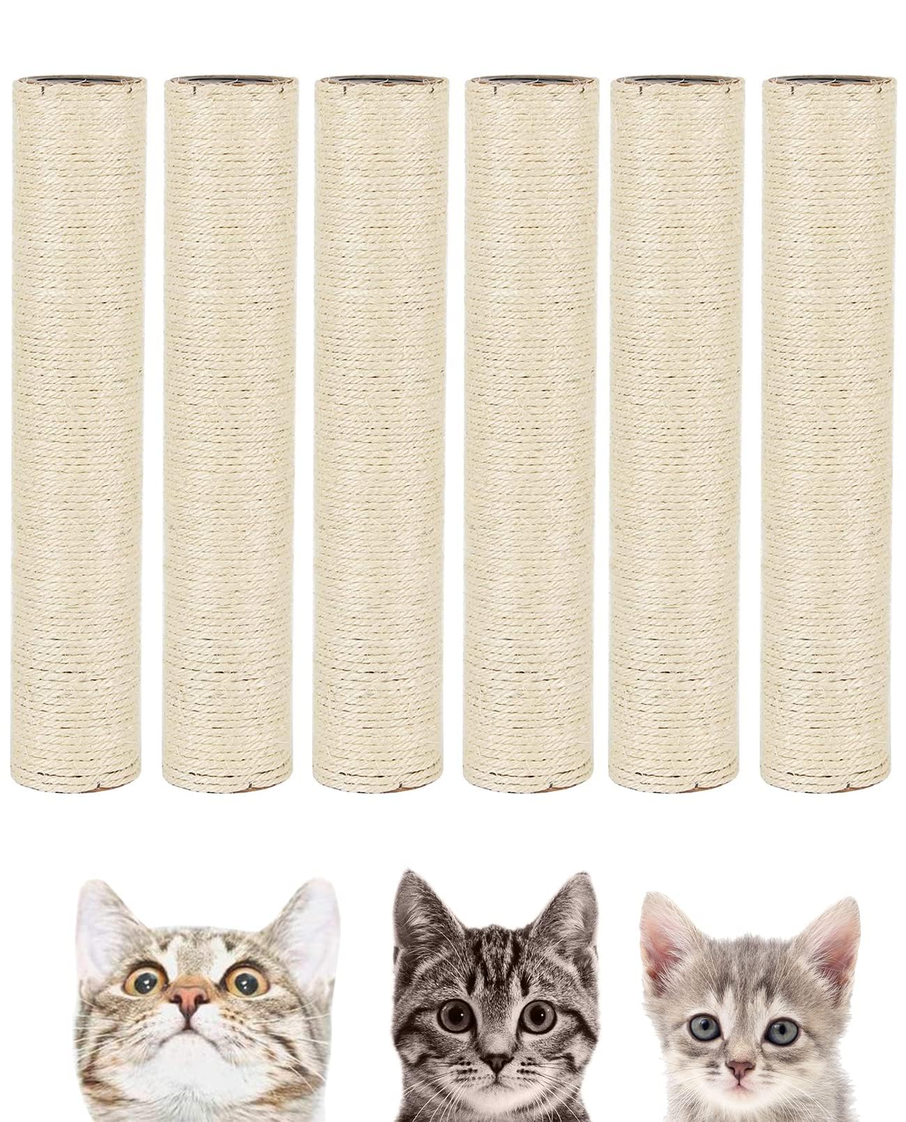 6個 猫の木 爪とぎ 交換部品 屋内用 キャットタワー ロープ スクラッチポール リフィル 天然サイザルポールパーツ 改装用 麻 キティ 家具 アクセサリー スペア｜エムーエムショップ
