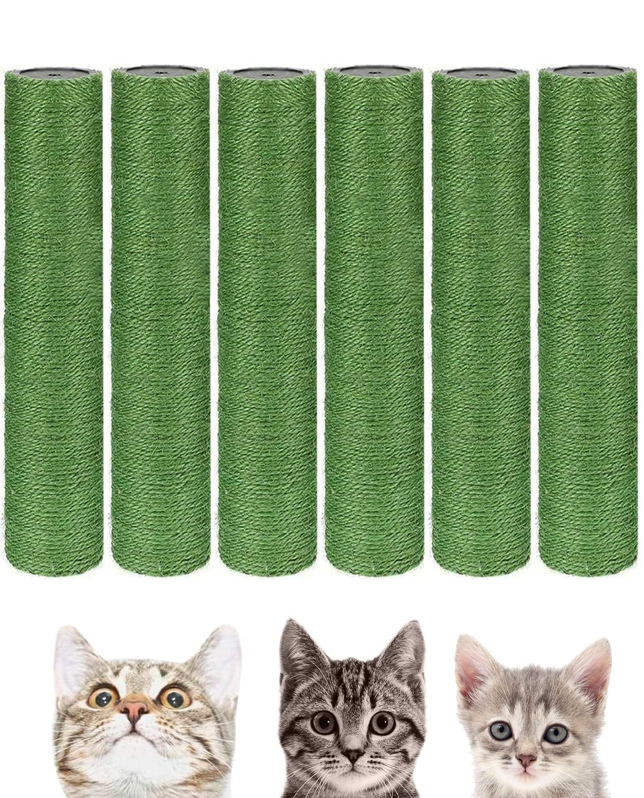 6個 M8 猫 爪とぎ ポスト 交換部品 屋内用 猫タワー ロープ スクラッチポール リフィル 天然サイザルポールパーツ 改装用 麻 キティ 家具 アクセサリー スペア|エムーエムショップ