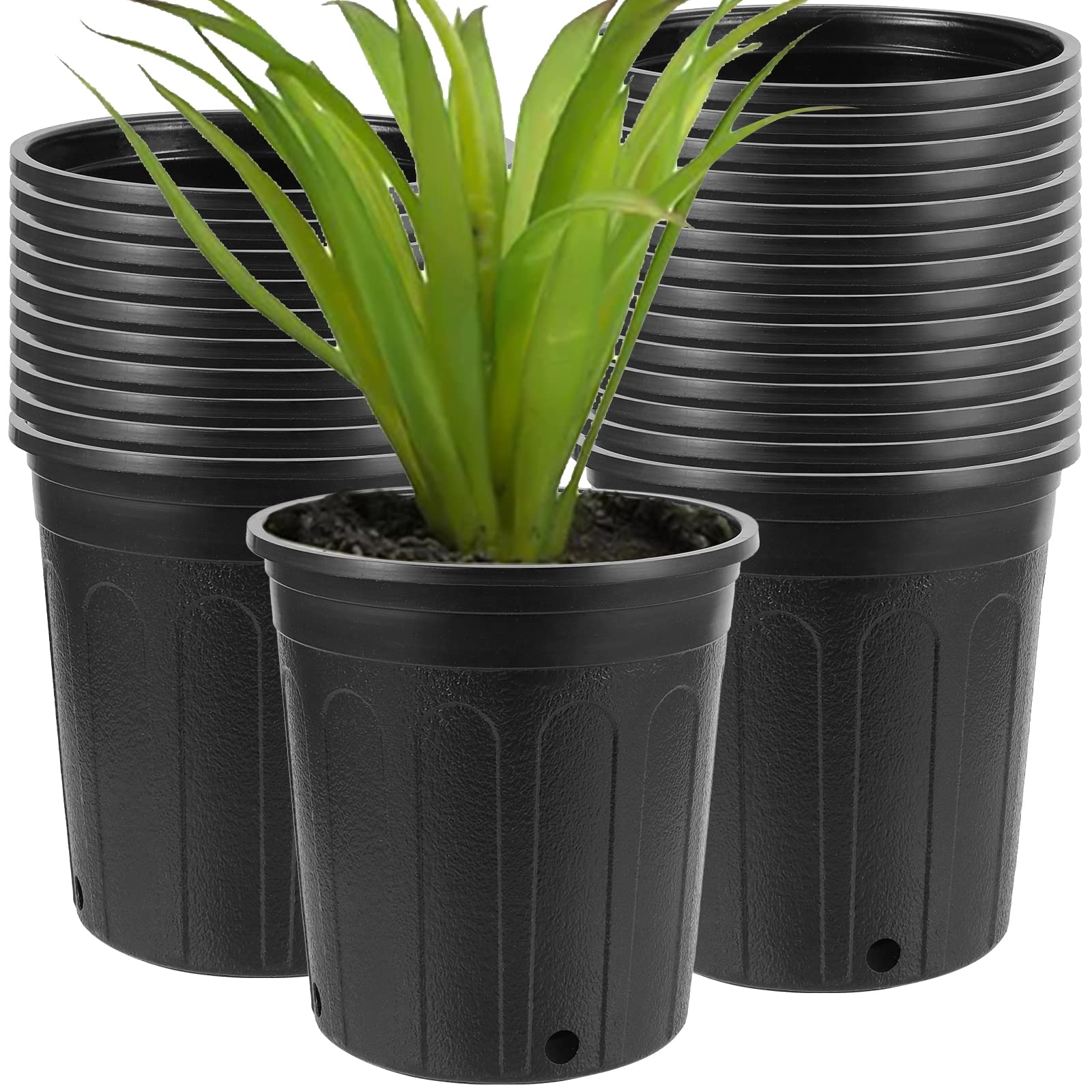 20個パック 1ガロン 育児用ポット 柔軟なプラスチック育児用ポット 排水穴付き 庭 花 植物 容器 バルク 庭 温室 多肉植物 苗 切断 移植用｜エムーエムショップ
