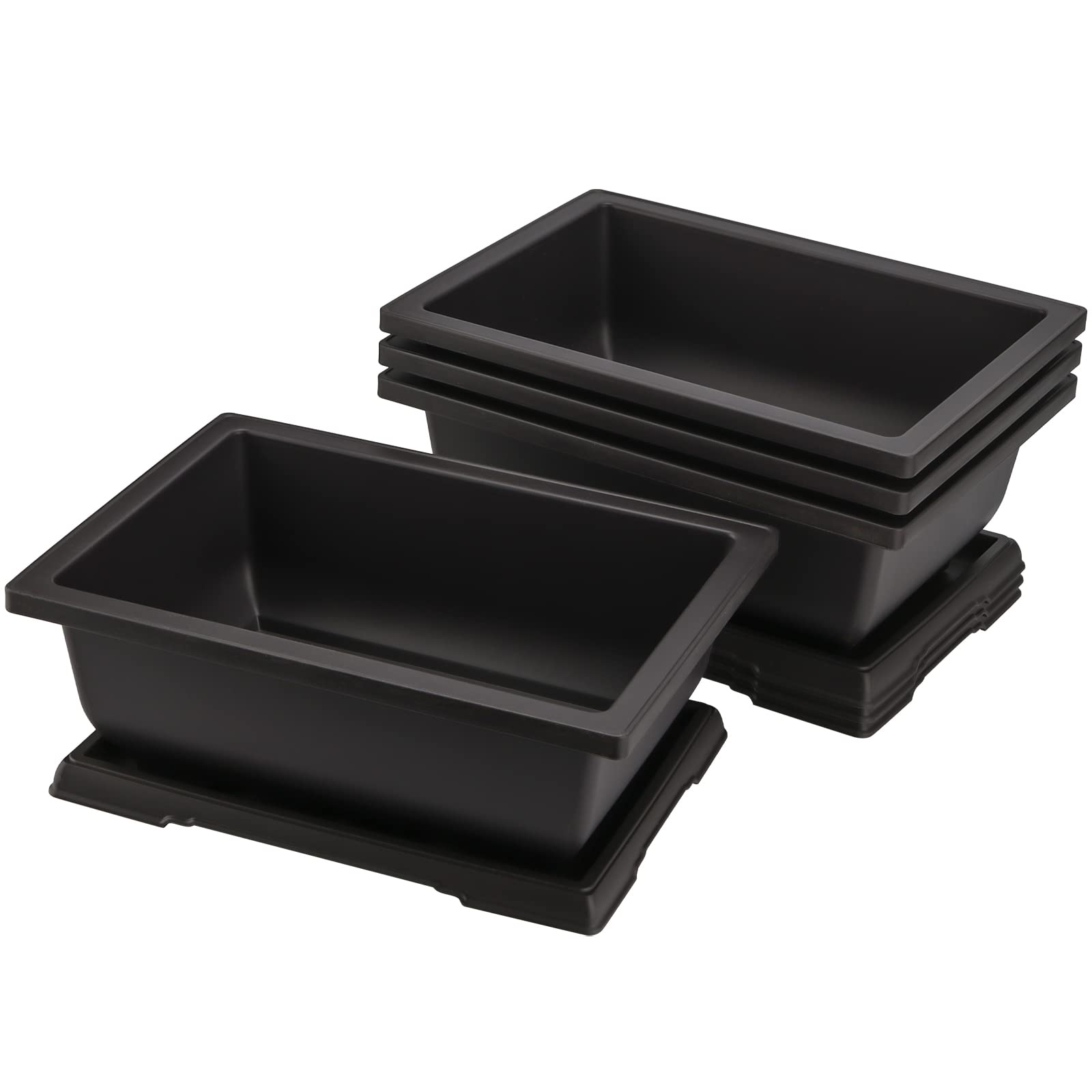 大型盆栽ポット 4個パック 長方形 メッシュプラスチック盆栽トレーニングポット トレイ付き 植物 花 木 栽培 盆栽 プランター ガーデン用品 庭 オフィス 部屋 バルコニー用 11.5インチ｜エムーエムショップ