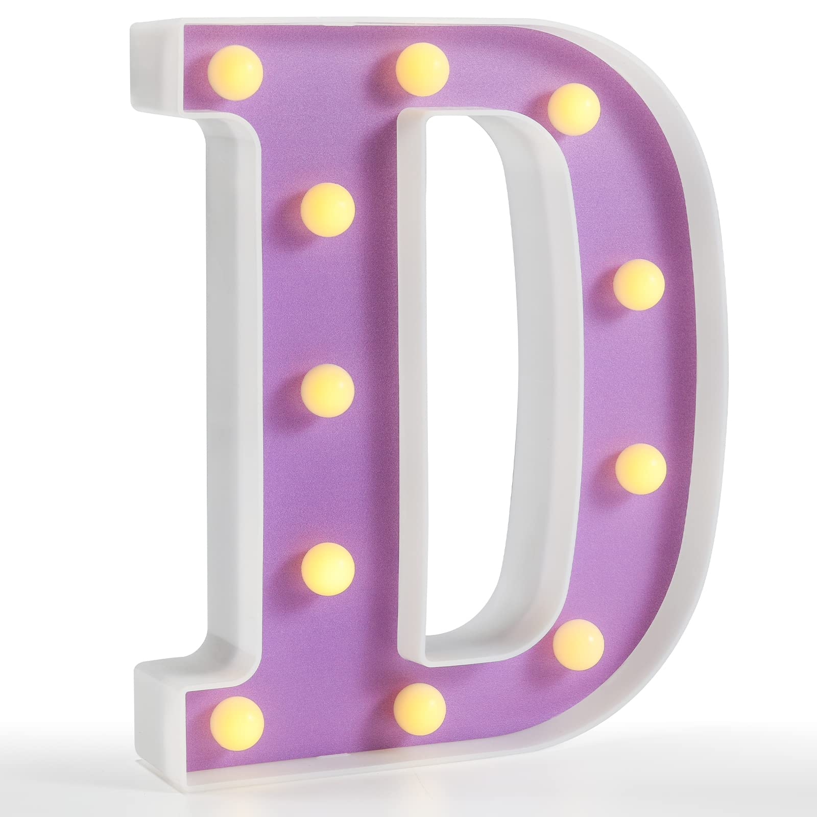 LEDマーキー文字ライト、ライトアップアルファベットマーキー文字サイン ナイトライト 誕生日 ウェディングパーティー クリスマスランプ ホームバー装飾 パープル文字 D|エムーエムショップ