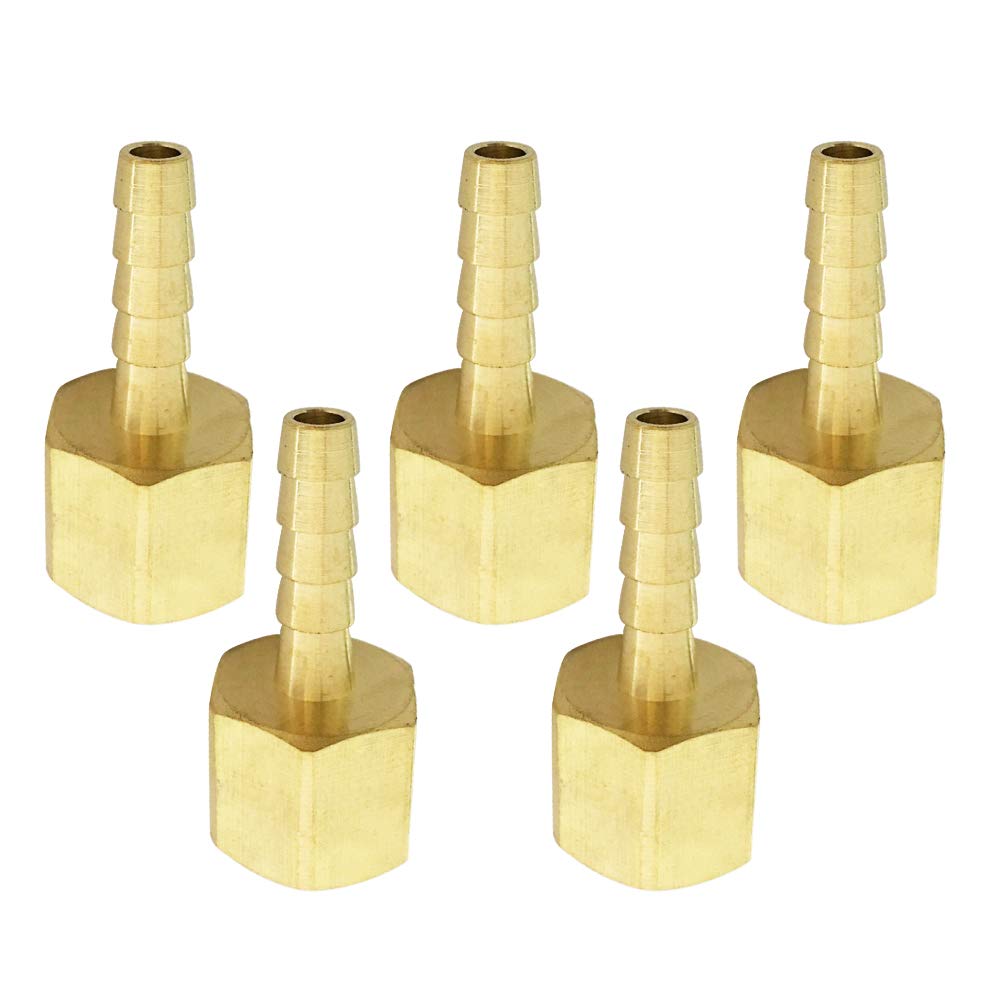 真鍮ホース継手、コネクタ、バーブ×メスパイプ。 5/16" Barb x 1/4" NPT Female 126*5B-5|エムーエムショップ