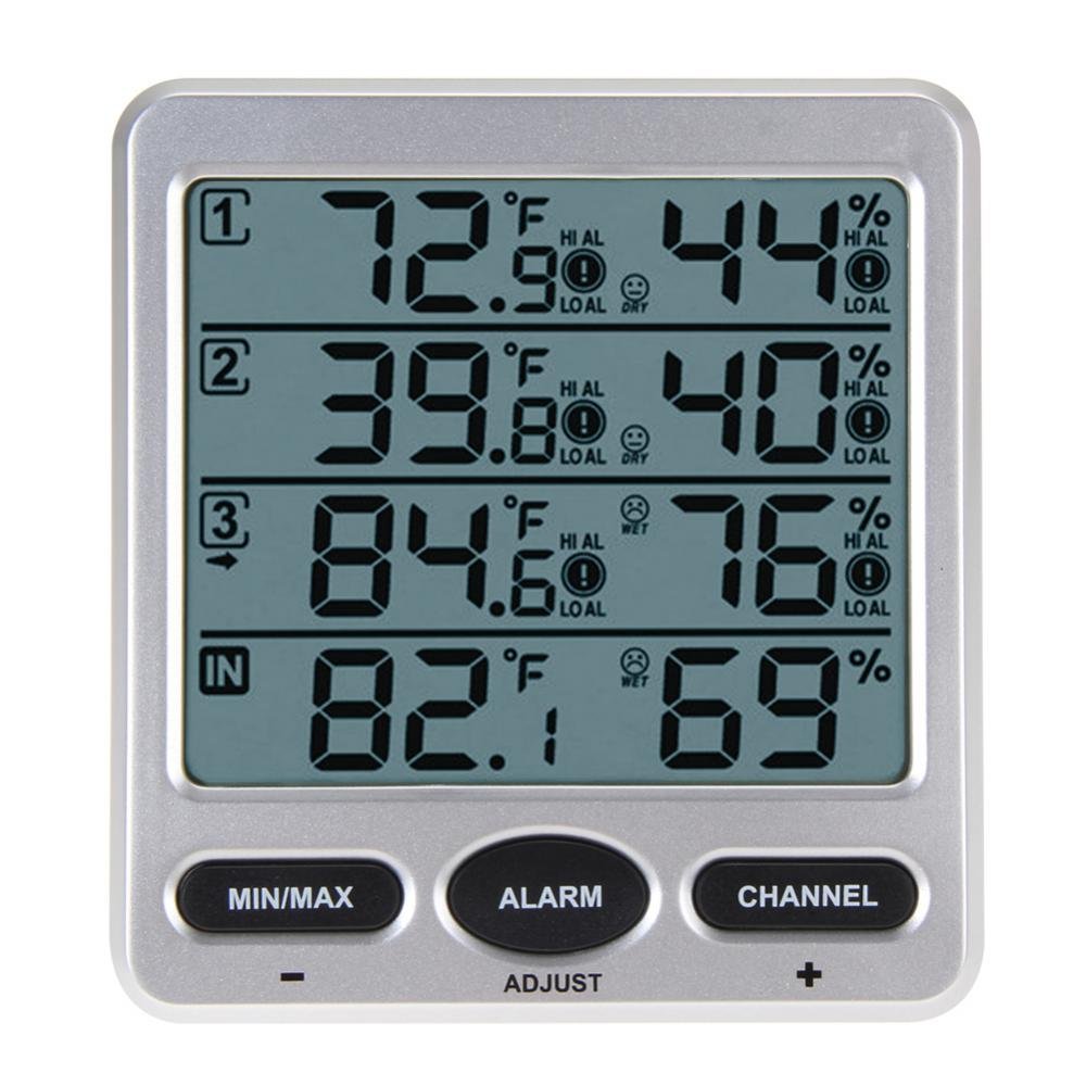 【ノーブランド 品】ワイヤレス 液晶 天気 温度計 屋内/屋外 8チャンネル 温湿度計|エムーエムショップ