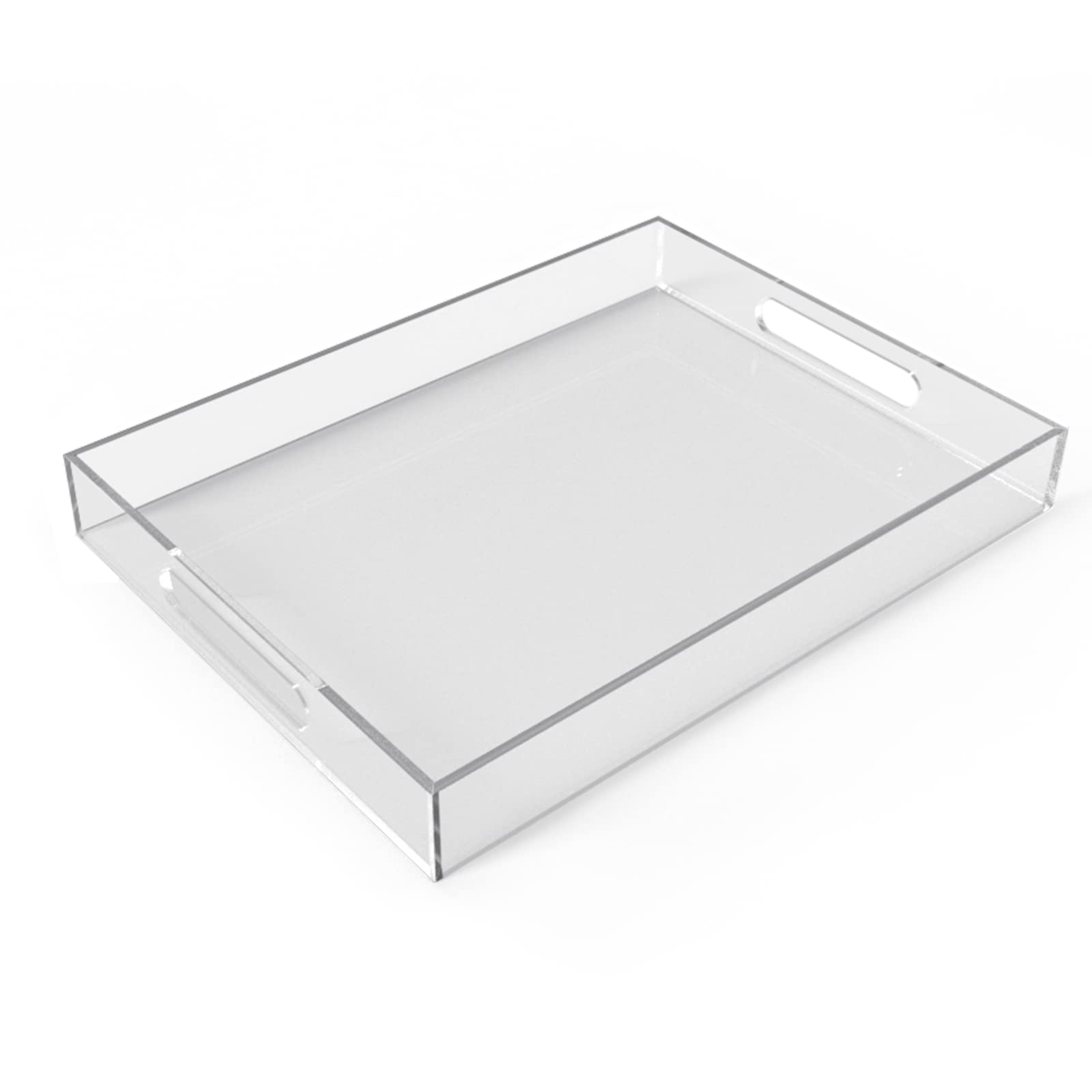 クリアサービングトレイ アクリルサービングトレイ ハンドル付き 12x16インチ 防滴 サービングコーヒー 前菜 朝食 キッチンカウンタートップトレイ 装飾ストレージトレイ