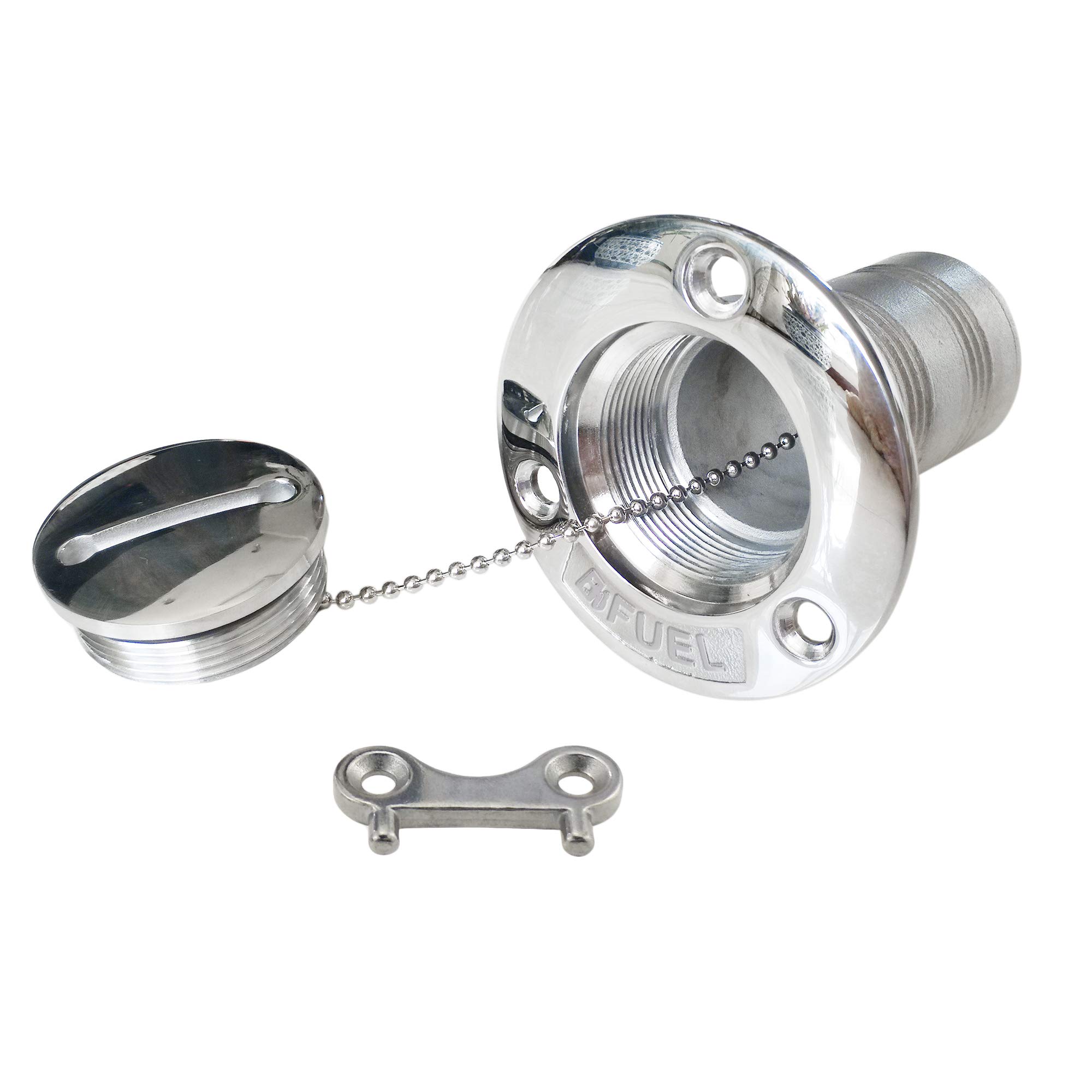 鋳造 1-1/2インチ (38mm) ボート燃料デッキフィル/フィラー キーキャップ付き マリン 316 ステンレススチール ハードウェア ボート ヨット キャラバン用｜エムーエムショップ