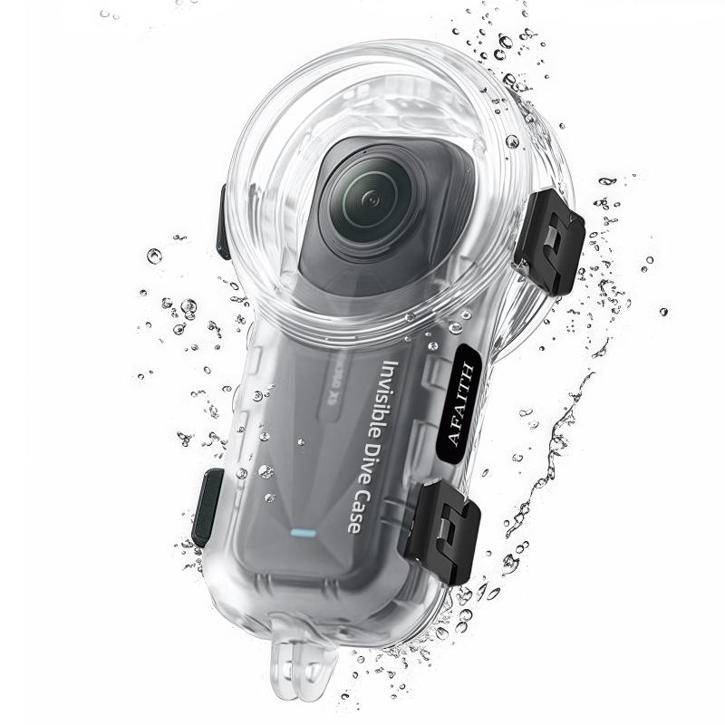 Insta360 X5専用 60m雨合羽入れもの 動き写真機水没用ハウジング専用 防曇腰かけ+照明ランプ付き添い人