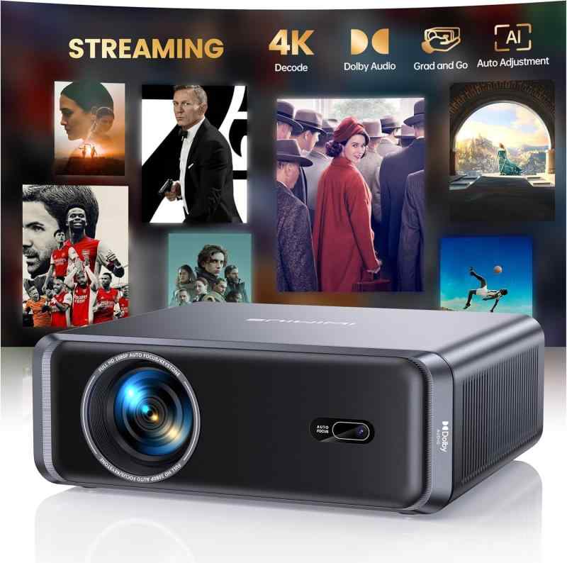 プロジェクター 4k【Netflixライセンス&20WDoIby対応】1000ASNI高輝度【自動フォーカス＆自動台形補正&自動画面適応&自動障害物回避】家庭用プロジェクター 内蔵 Netflix/YouTube/PrimeVid
