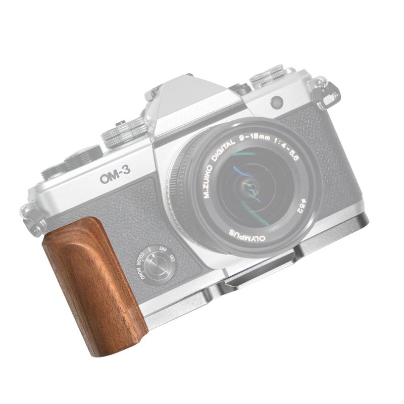 SIUTATDSH 写真機手持ち部分 相応う オリンパス OM SYSTEM OM-3 写真機専用 L型クイックリリースプレート、実木製手持ち部分、Arca標準尺度、三脚架据え付けるでき