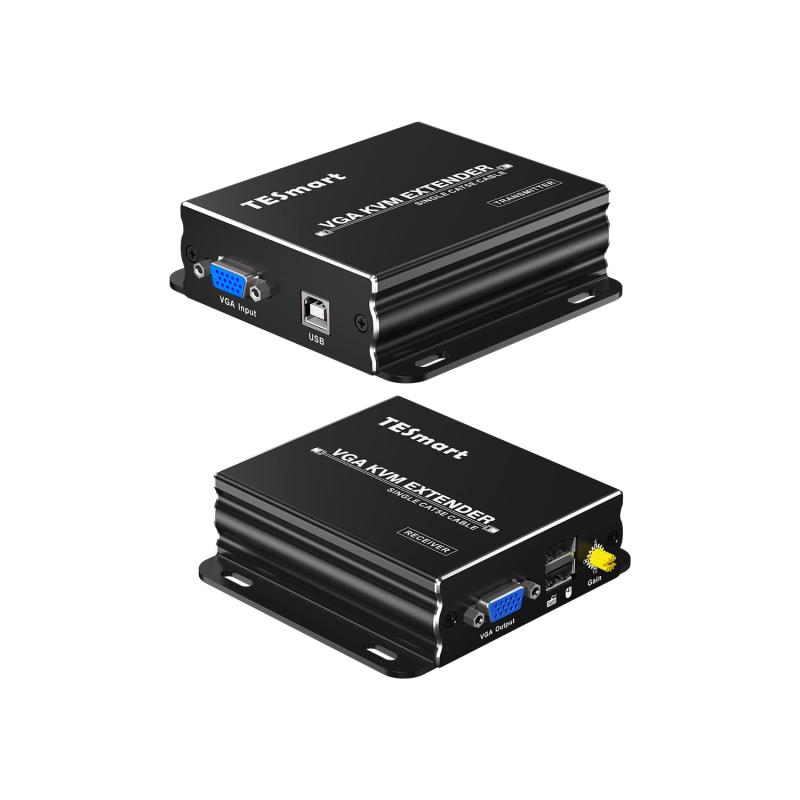 TESmart KVM VGA エクステンダー 300m(984フィート) 延長器 VGA LANケーブル 延長 単一UTP/FTP(CAT5e/6) ケーブル経由 1080P@60Hz 送信機1台+受信機1台