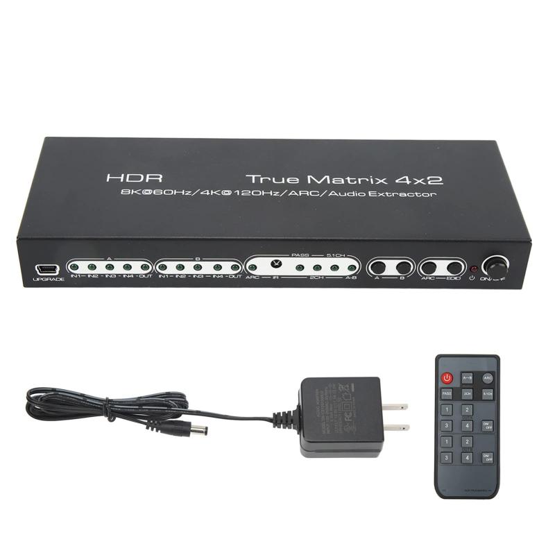 HDMI 2.1 マトリックススイッチ, 4入力2出力, 40Gbps対応, 博物館・ホームシアター向け|emuland