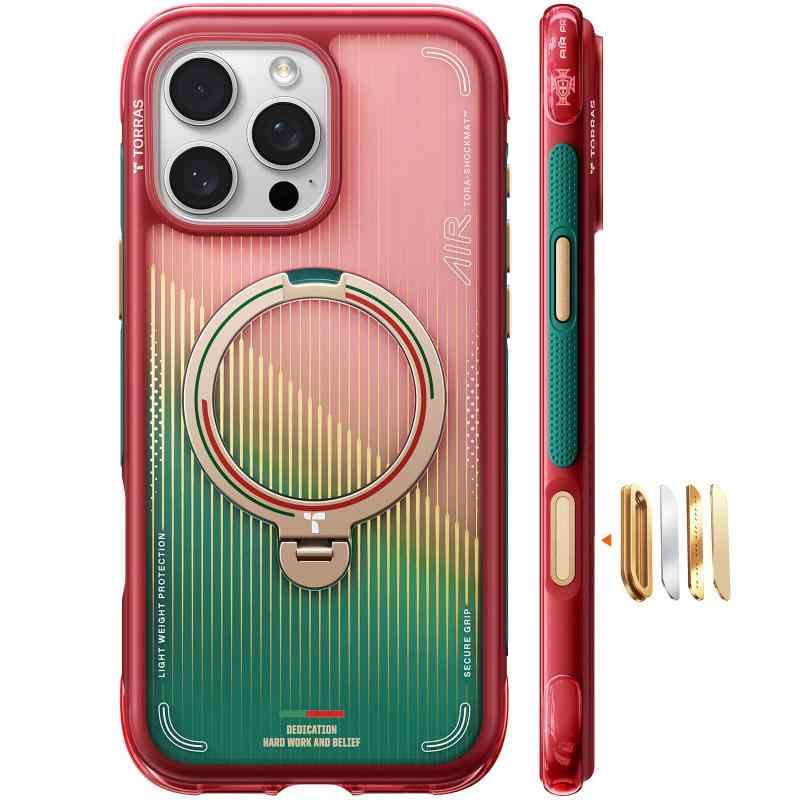 TORRAS iPhone 用 入れもの【エアバッグ 超強保護すること・米軍 MIL標準尺度 】輪っか 照明ランプ MagSafe相応う Ostand Q3 Air Pro 360°定点回転させる 縦横両相応う MagSafe相応う 無線電話申し受ける カメラコントロールボタン付き添い人 登
