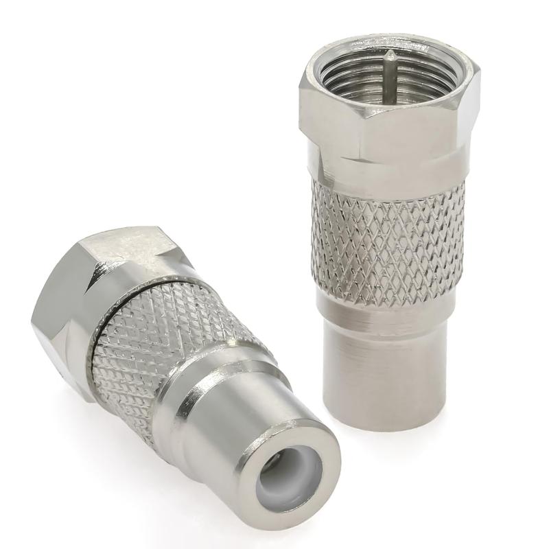 2個 F型 Fタイプ - フォノプラグ RCA コネクタ、Fタイプオス - フォノ RCA メス同軸アダプタ、タイプ F AV コネクタコンバータ (銅) Atari 2600 TV、ゲームコンソール、TV モニター、サブウーファーに画像