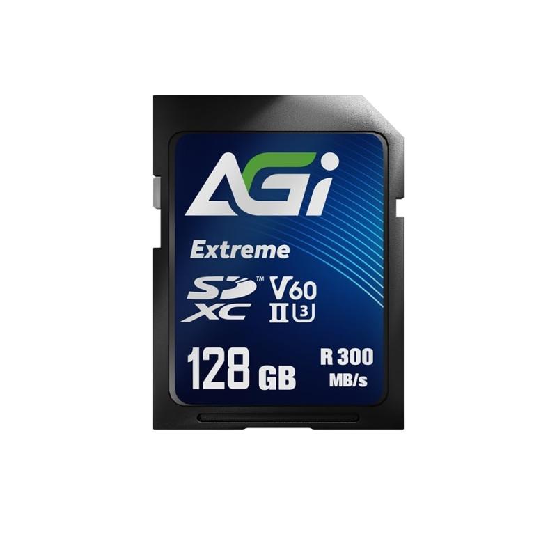AGI SD歌留多 128GB V60 Extreme SDXC UHS-II U3 (読み込み・書きとどめる速力度300/100MBs) SE238 記憶装置歌留多 8K UHD SDXC デジタル写真機 一眼二眼レフ写真機に相応う