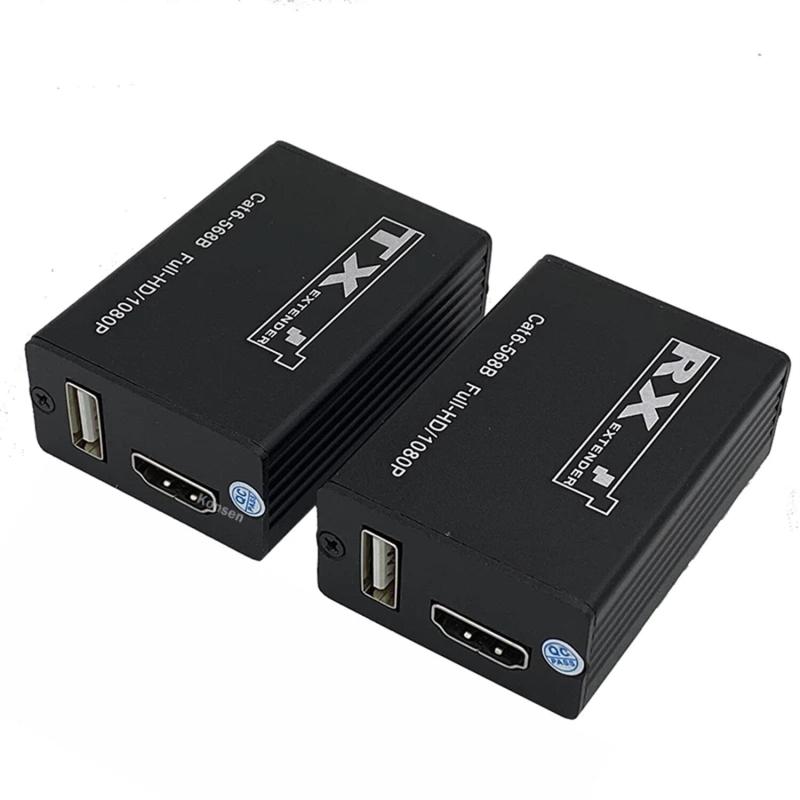 4K HDTV 120M KVMエクステンダーHDMI互換USBエクステンダー、CAT6 RJ45 Lanイーサネットエクステンダー、ループ3.5mmオーディオIR制御付き