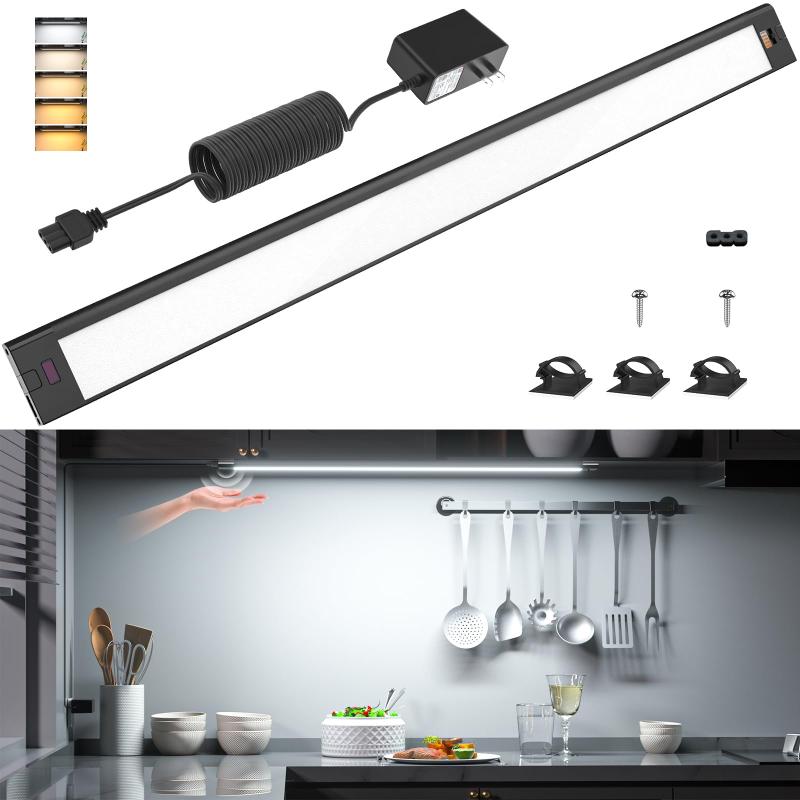 WOBANE LEDキッチンライト 流し元灯 60cm バーライト 調光・調色 タッチレス センサーライト 1200lm 無段階調光 電球色 昼白色 昼光色 5段階調色 手元灯 棚下ライト ACアダプター付き 省エネ 洗面