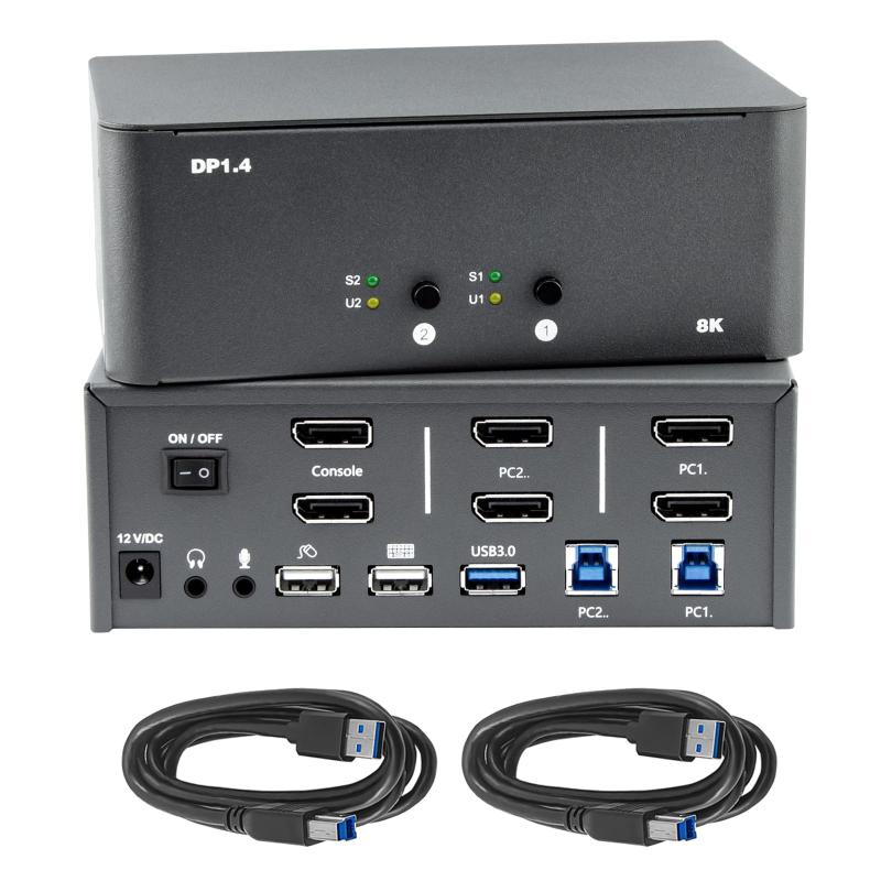 Bytecc KVM取り替えっこ 2/3/4管する 2台の電子計算機 2インプット 2/3/4最終生産物 8k DisplayPort取り替えっこ USB 3.0万力付き添い人 鍵盤と二十日鼠の仕掛けるを2台の電子計算機で分かちあう Windows/Mac/リナックスを