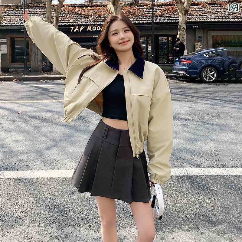 ショート コート 女性 2025 新型 春秋 小柄 韓国 版 ゆるい カジュアル 気質 百 合 襟 ジャケット 上着|emuland
