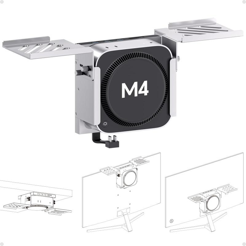 PULWTOP USB C ハブ ドッキングステーション Mac Mini M4/M4 Pro 2024 & VESAマウント対応、Mac Mini M4 ハブ (8TB NVMe SSD エンクロージャ付き)、スタンドドック (SD/TF カー|emuland