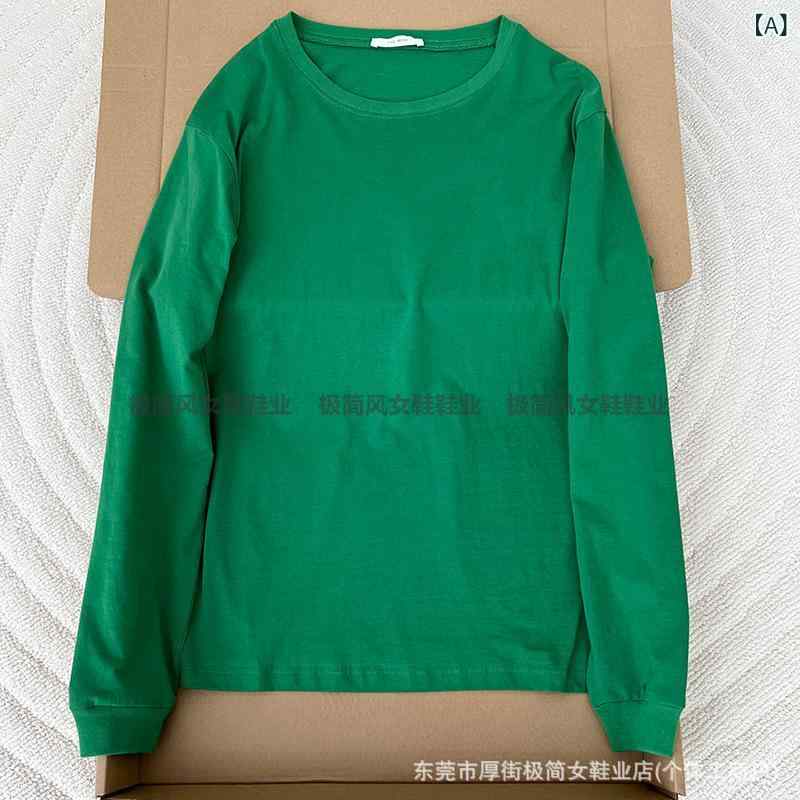 レディース Tシャツ トップス 長袖 春夏 緑 黒 綿 接触冷感 快適 丸首 ゆったり ワイドシルエット 中長丈 インナー ベースレイヤー セットインスリーブ 洗い加工 カジュアル デイリー ルームウェア｜emuland