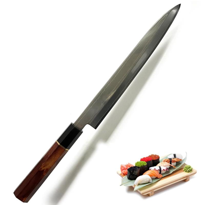 VGTEN 柳刃包丁 240mm 刺身包丁 67層ダマスカス V金10号鋼 鍛造 和包丁 紫檀 黒檀八角柄 プロ向け プレゼント｜emuland