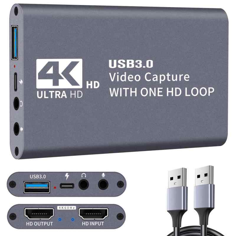 C.CURTING 4K@60Hz HDMI キャプチャーボード USB3.0 60FPS ゲームキャプチャー ビデオ フルHD ビデオキャプチャー 内蔵 ゲーム実況生配信、会議、ライブビデオ配信、画面共有、録画に適用 Switch、Xbox O｜emuland