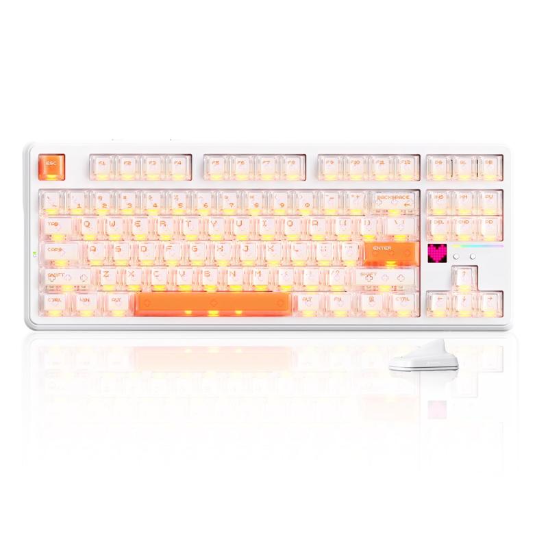 ATTACK SHARK X87Ultra ゲーミングキーボードワイヤレスメカニカルキーボード 直線的 Bluetooth/2.4G/有線 デュアル8KHz 0.125ms低引き延ばす TKL 87足懸かり RGB 点?見せびらかす 熱っぽい切りかえる相応う 大電気容量バッ