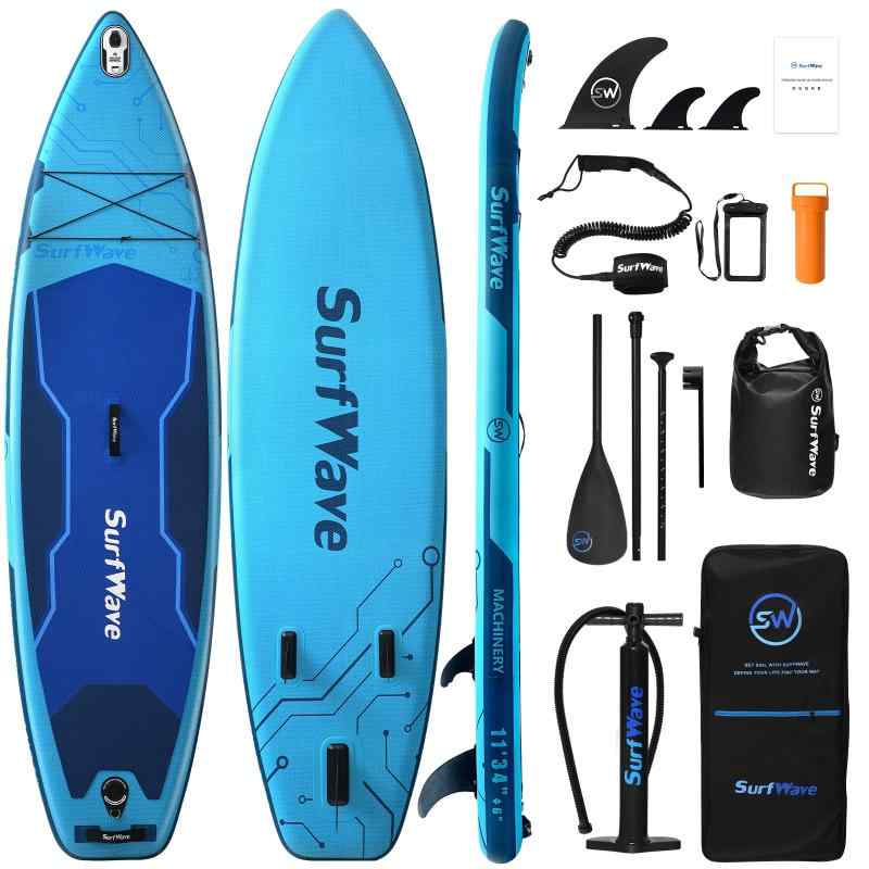 Surfwave パドルボード サップボード スタンドアップパドルボード 超ビッグ 長さ335/340*幅84/86*厚み15cm 大人3~4人乗り 250kg 増強PVC 高密度素材 サイドカバー×2 耐高温 耐低温 海水に強い 空気漏れ|emuland