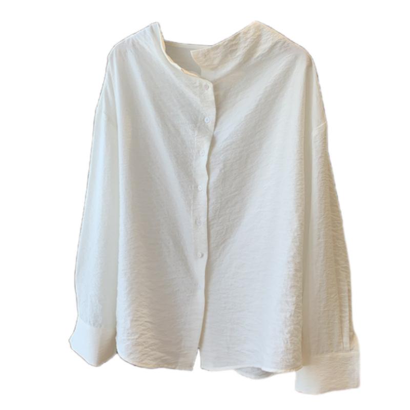 トップス カジュアル風 長袖 ブラウス ?? 米白色 S M L|emuland