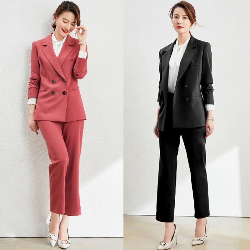 レディース 西装セット 春夏秋冬 通勤用 仕事着 セットアップ 長袖 長ズボン 職業服 インタビュー服 ファッション西装 洗練 ポリエステル混紡 化繊素材 快適 25-29歳向け｜emuland