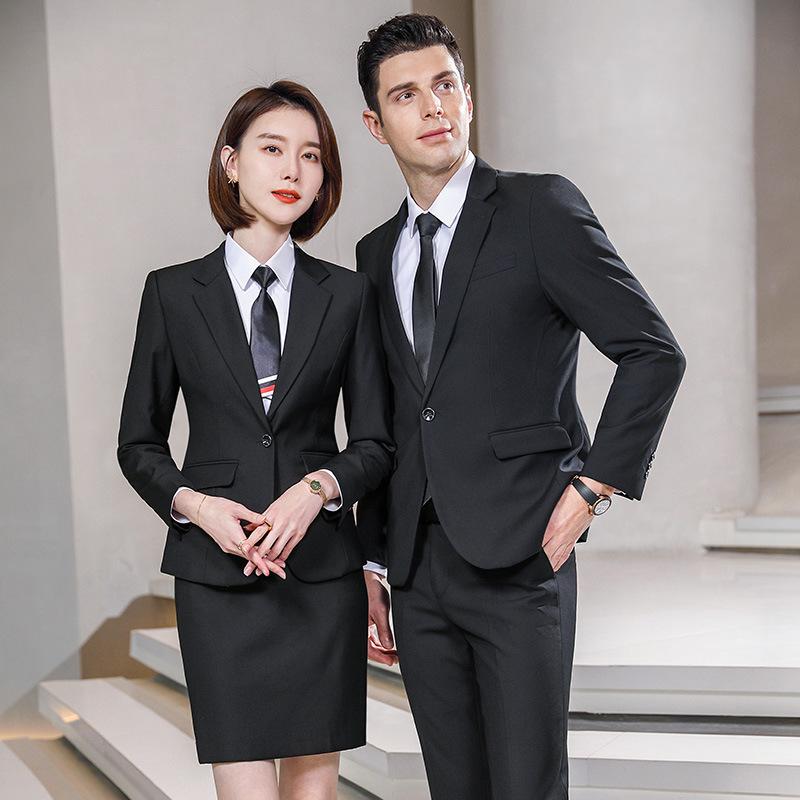 メンズ レディース 西装 セット ビジネス スーツ 職業服 通勤 礼装 仕事着 面接 2点セット 工装 修身型 青果領 後中開・楷 化繊混紡 醋酸繊維 70% ボタン 装飾 黒 深灰 宝藍 紺 オールシーズン メンズ 深灰 黒 宝藍 紺 1つボタン 西装 |emuland