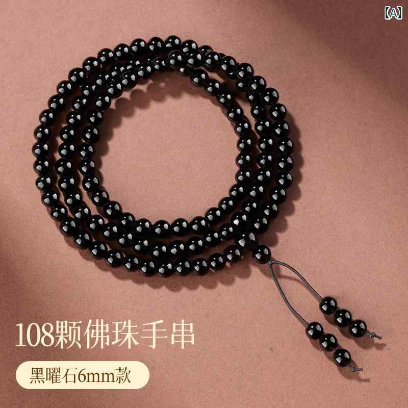 天然 黒曜石 手 串 公式 旗艦 店 男女 金 金曜 石 108 個 仏 珠 ブレスレットカップルプレゼント|emuland