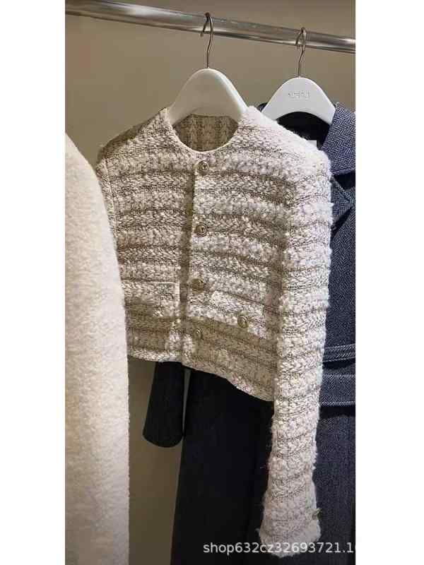 ジャケット レディース ツイード ショート丈 フレンチスタイル 上品 きれいめ カジュアル フォーマル 秋 アウター ショートアウター 羽織り 長袖｜emuland