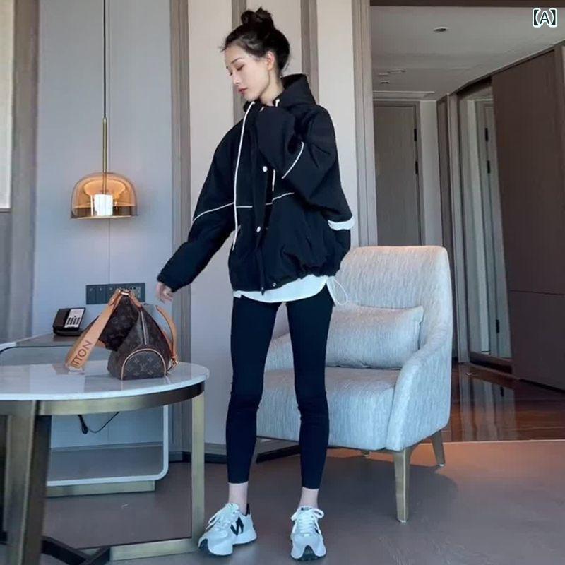 韓 系 工 装 百 合 フード 付き コート 女性 2025 春の 新型 高級 ファン 野球 服の 短い 上着 ins ブーム｜emuland