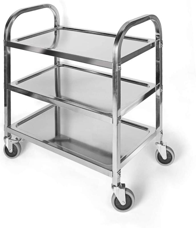 bimiti 配膳ワゴン 95&times;95&times;50cm 150kg ステンレスキッチンカート キャスター ブレーキ付き 3 段配膳車 天板耐荷重 業務用収納移動便利 大型ワゴン ホテル/調理台/台所/レストラン用｜emuland
