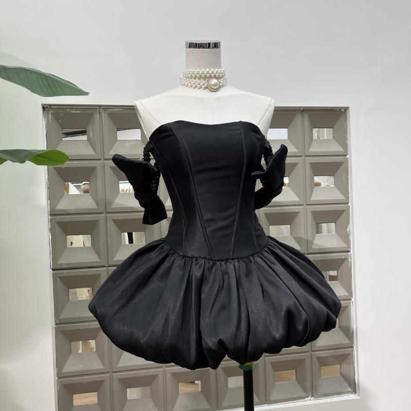 ワンピース 少女用 ストラップレス フレアミニ コルセット ウエストデザイン デタッチャブル ショーツセット 赤 黒 白 ポリエステル 無袖 Aライン ミッドライズ 甘めスタイル フレッシュ エレガント クロスボーダー 2025 春夏｜emuland