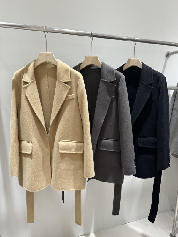コート レディース 秋冬 ダブルフェイス カシミヤ ウール チェスターコート ロング丈 ベルト付き スリムフィット 無地 高級感|emuland